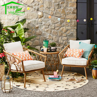 高品户外编藤椅藤制桌椅阳台休闲藤椅单人沙发设计师躺椅桌椅组合