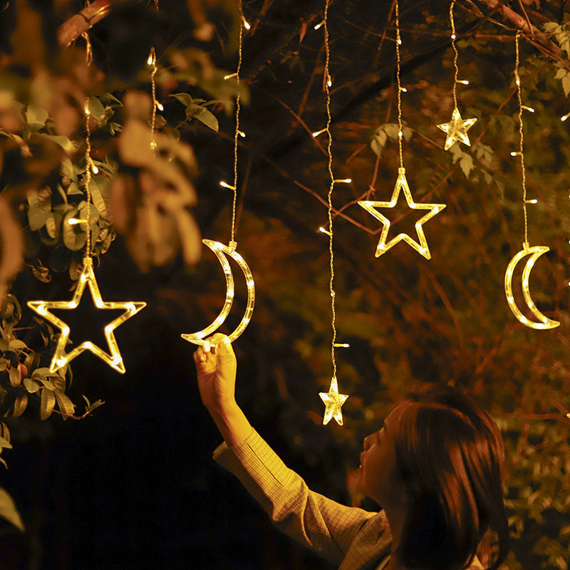 太阳能户外庭院灯花园布置彩灯顶楼阳台装饰灯串露台星星月亮灯带