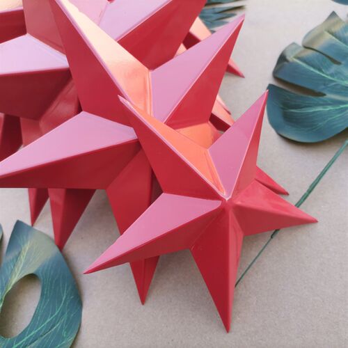 定制铁艺大红立体五角星装饰挂件吊顶墙饰大五角星会议室墙面壁挂