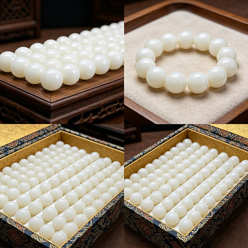 【100颗6.99元】多宝菩提根散珠米白圆珠菩提子DIY手工串珠配件