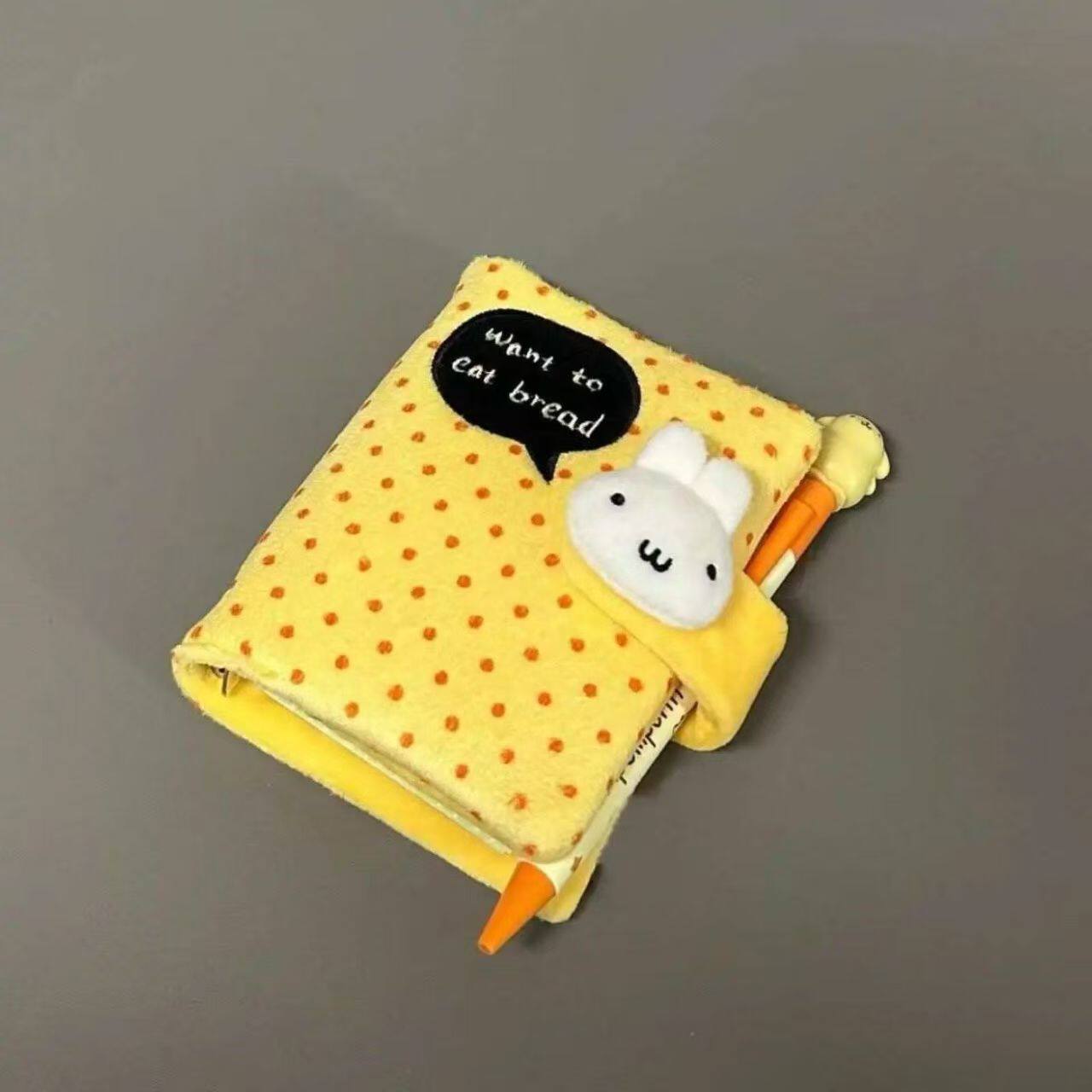 m5可爱波点毛绒兔外壳活页手账本高颜值超萌学生记事日记手帐本