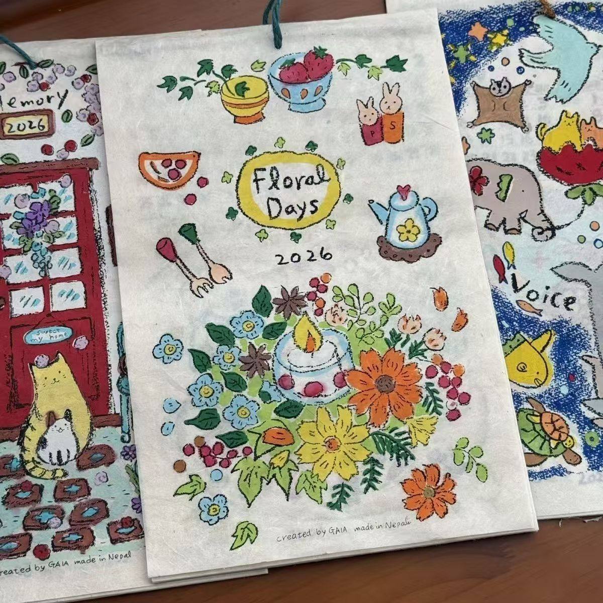 新款2026年尼泊尔涂鸦插画挂历