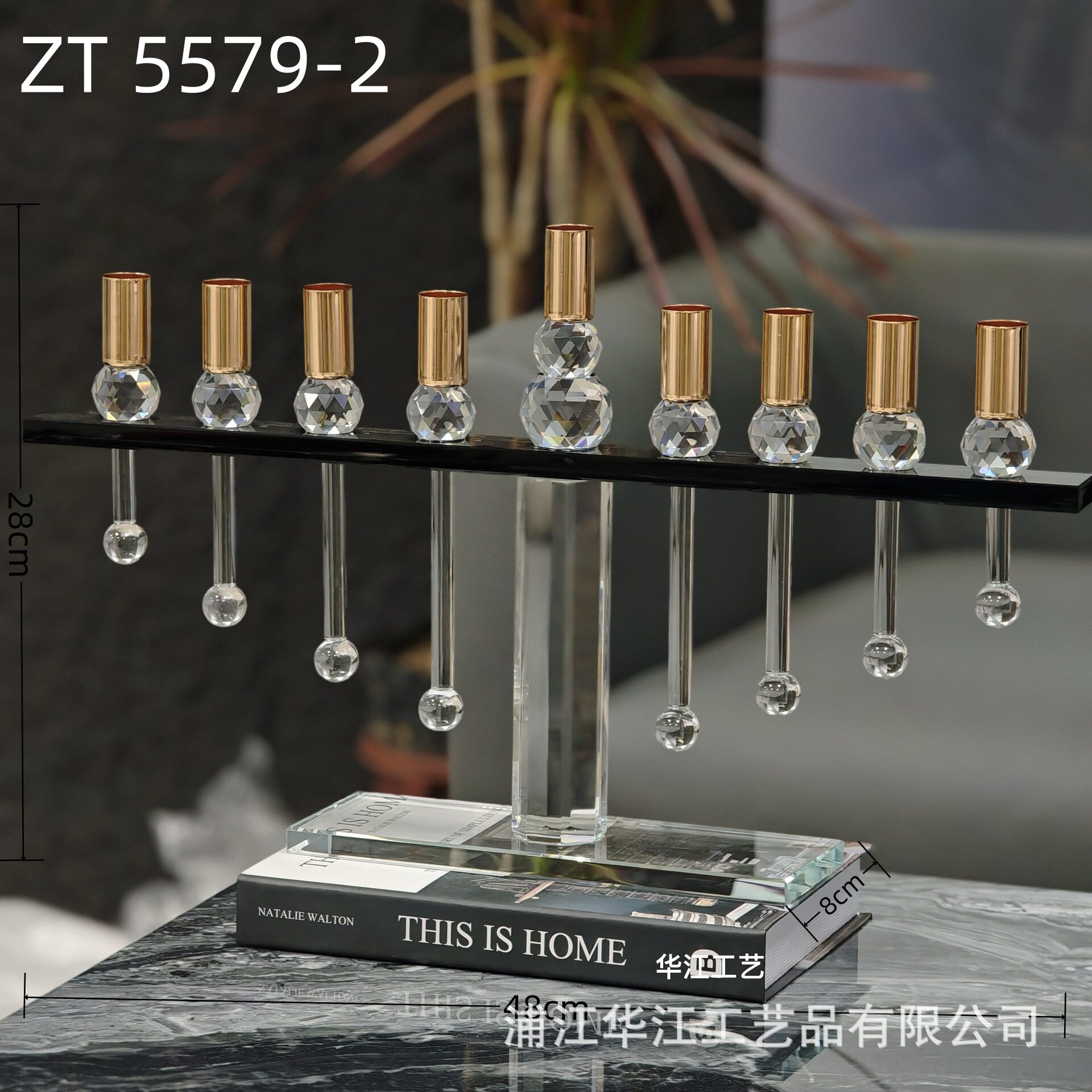 厂家直销批发9头水晶蜡烛台创意家居装饰样板间酒店摆件婚庆婚礼