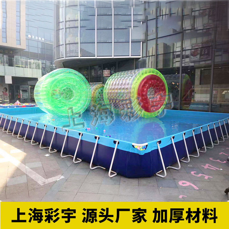 户外充气水上滚筒球行走球透明步行球儿童手摇船撞撞球水上乐园