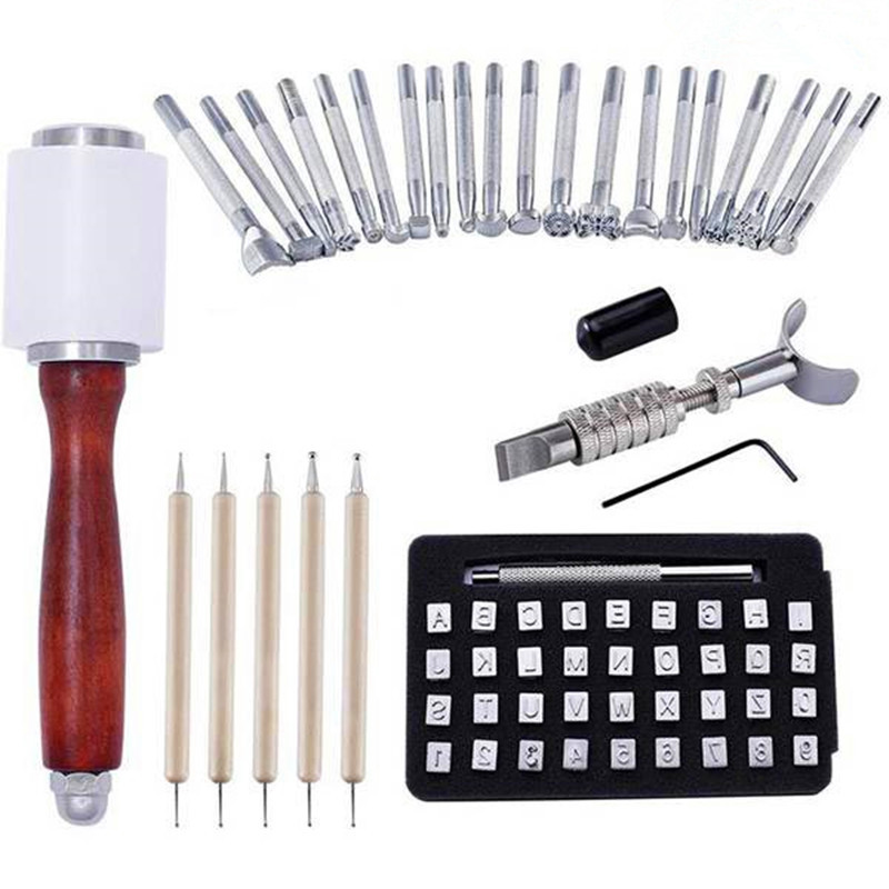 DIY28件皮革工艺套装 皮雕工具套装手缝菱斩手工皮艺工具套装17款