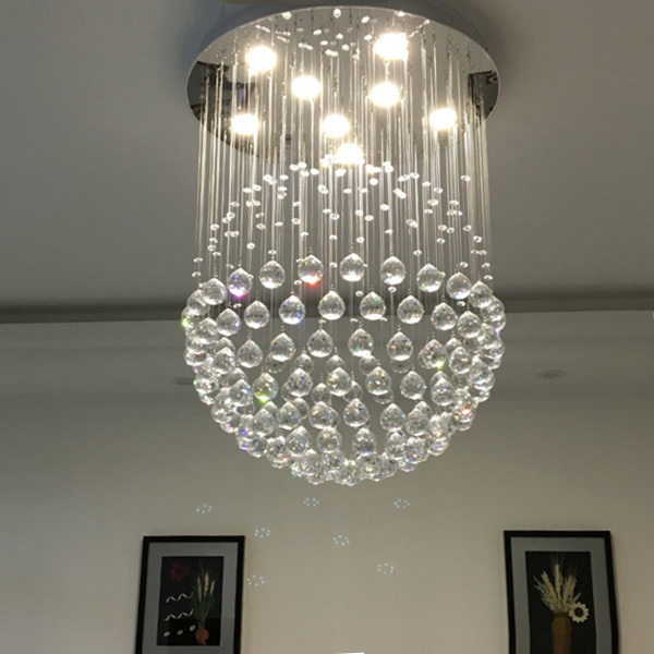 简约led水晶吊灯圆形客厅灯餐厅吊灯温馨时尚圆球卧室服装店灯具
