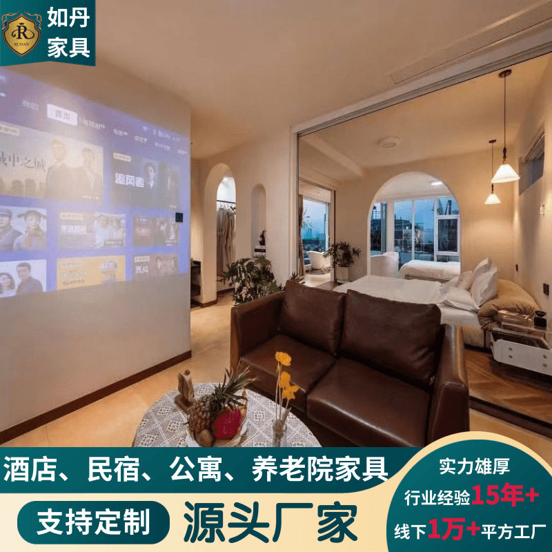 云南大理民宿 星级酒店家具民宿公寓客房实木床软床家具工程配套