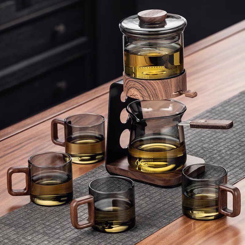 辰功2025新款磁吸玻璃冲茶器懒人泡茶神器分离杯一体高端茶具套装
