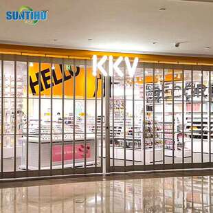 室内商场大门防盗门侧拉门铝合金折叠门室外庭院透明推拉门