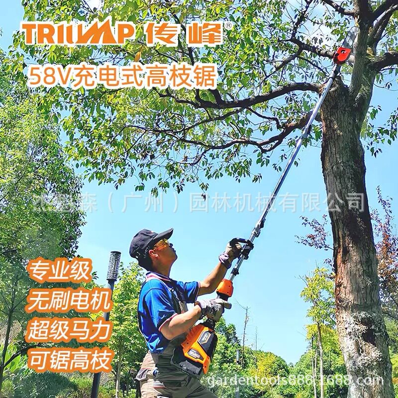 传峰58V 充电式高枝锯电锯电动高空锯摘果器锯枝修枝锯锯树