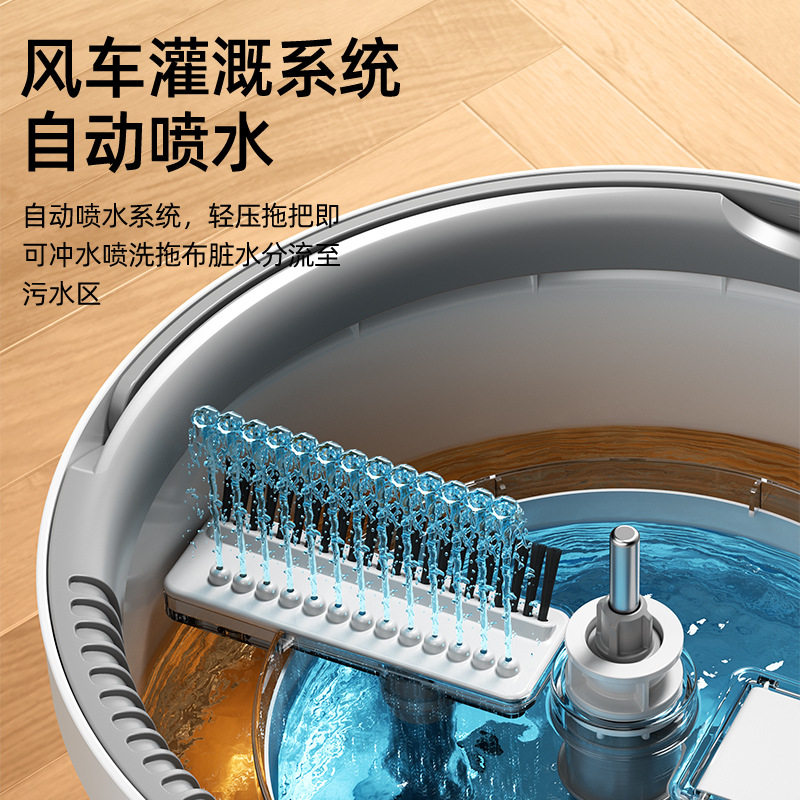 新款旋转拖把桶清污分离懒人家用拖把自动旋转净污免手洗升降单桶