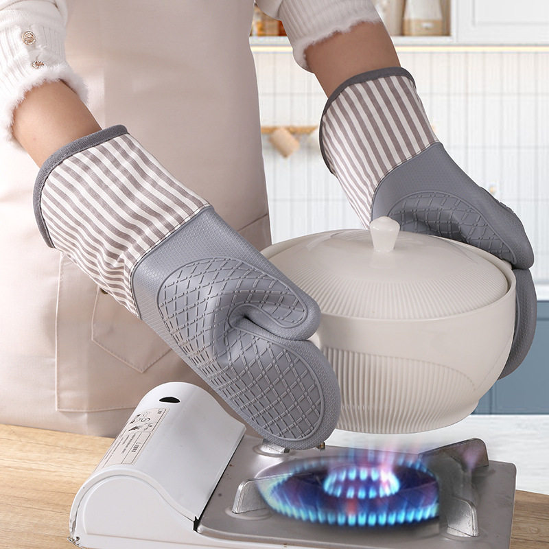 加厚硅胶隔热手套厨房小工具烤箱加棉防烫手套家用微波炉手套