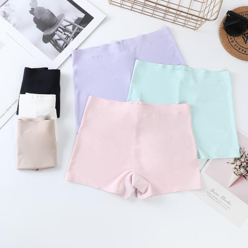 一片式无痕冰丝安全裤女防走光大码中腰四角打底裤女士四角裤夏季