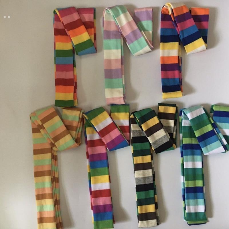 日系可爱y2k千禧辣妹彩虹围巾棉秋季ins条纹造型长条细围巾围脖潮