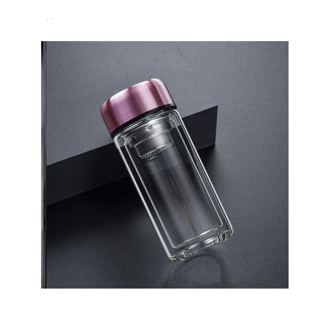 摔不烂钢化玻璃杯500毫升耐摔高温硼硅双层玻璃杯保护套男士茶杯