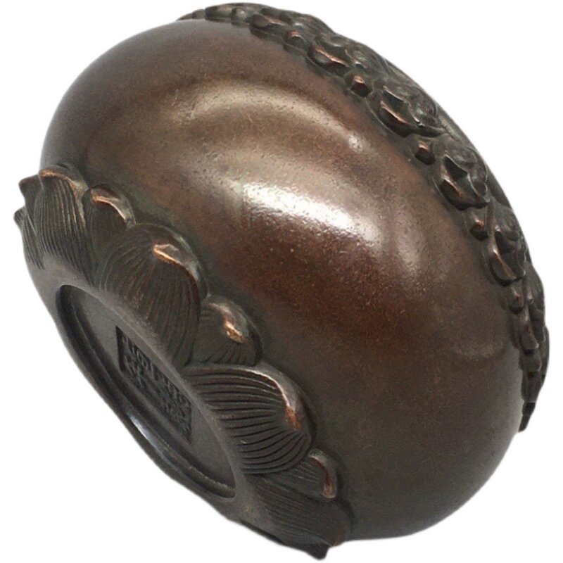 极速古玩铜器收藏仿古纯铜仿紫铜莲花宣德落款铜香炉大号铜缸子铜