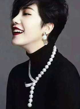 韩版时尚珍珠项链 女款个性耳环耳钉耳饰 秋冬长款毛衣链流苏挂件