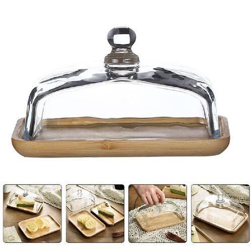 极速Square Dish Set Cake Plate Cupcake Cake Tray Dome Square