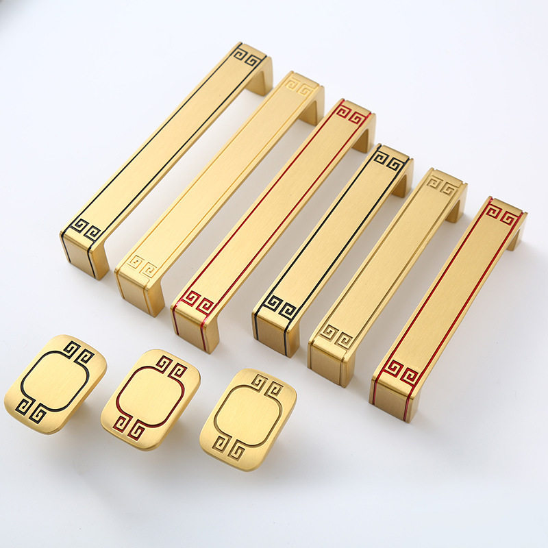 全铜色衣柜抽屉门把手中式拉手柜门新中式仿古铜家俱整体橱柜黄铜