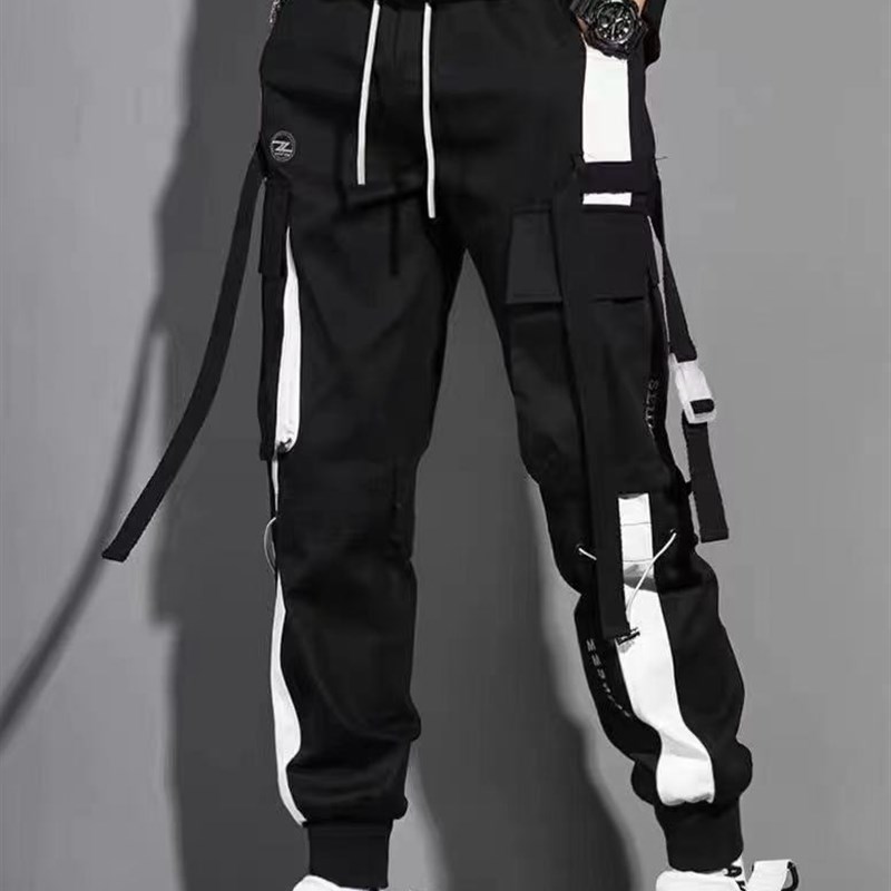 Classic Streetwear Casual Men Ribbons Harem Jogging Pants Ma