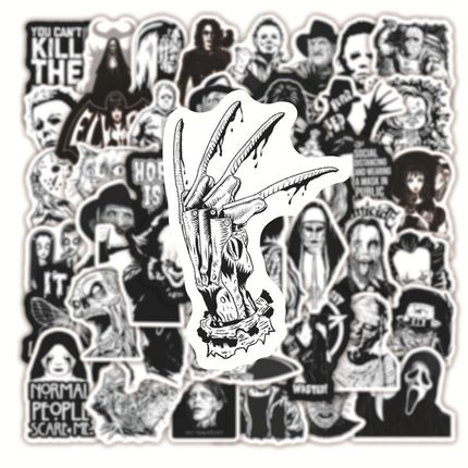 10/30/50PCS Black and White Horror Film Theme Graffiti Water