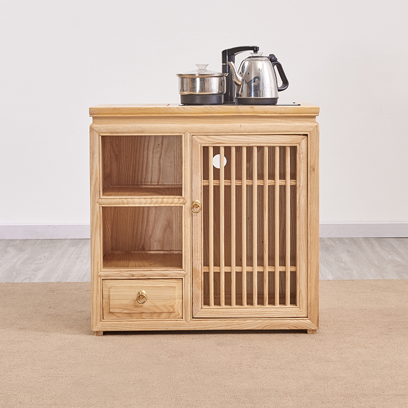 新中式实木茶水柜烧水壶一体简约轻奢小茶桌茶叶收纳边柜烧水茶台