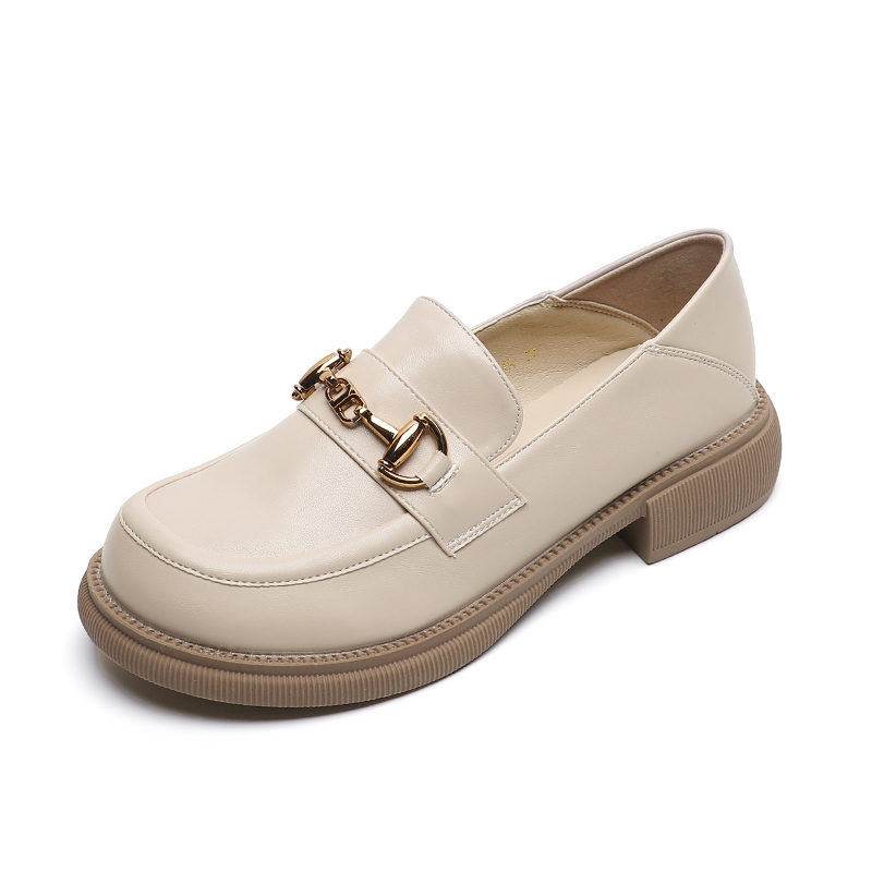 乐福鞋女夏英伦2023新款软皮平底单鞋晚晚风小皮鞋大码女鞋41一43