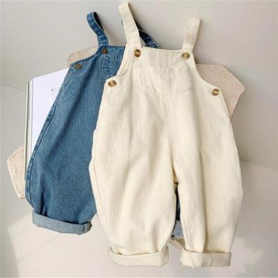 Baby Boy Solid Denim Overalls Child Jean Bib Pants Infant