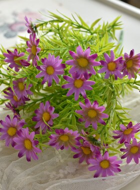 好货假花仿真花束单支塑料雏菊玫瑰绢布干花花坛栅栏小把插花田园