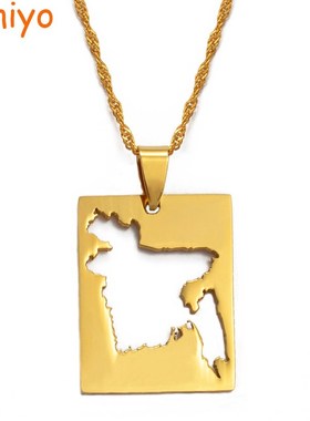 Anniyo Bengal Country Map Pendant and Thin Necklace Gold Co