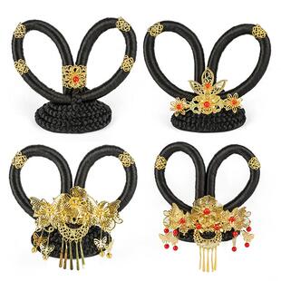 儿童敦煌飞天舞蹈假发表演头饰琵琶舞演出发髻异域风古装造型发包