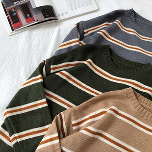Women Sweaters Stripe Styl Oversize Korean Loose 极速Vintage