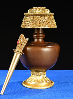 极速净水瓶慧宝纯铜供奉 贲巴壶 文贲巴壶用品佛前摆件净水壶宝瓶