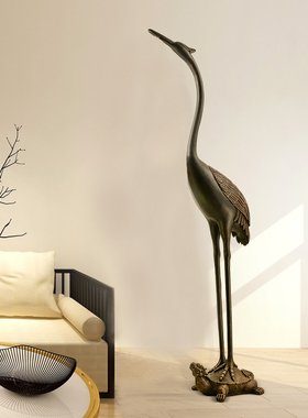 中式仙鹤摆件落地玄关客厅电视柜沙发旁边艺术复古大型高档装饰品