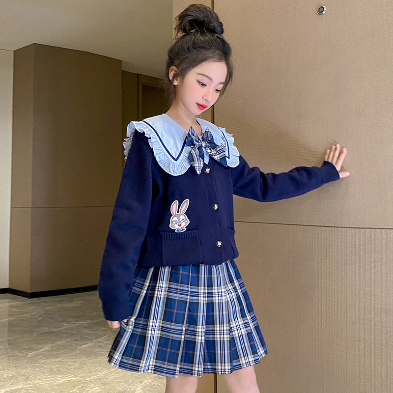 女童jk制服裙子学院风小学生连衣裙秋季儿童装潮女孩水手服百褶裙