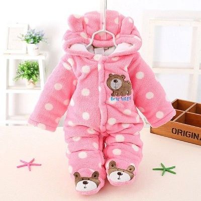 Fall Warm Infant Baby Rompers Coral Fleece Animal Overall