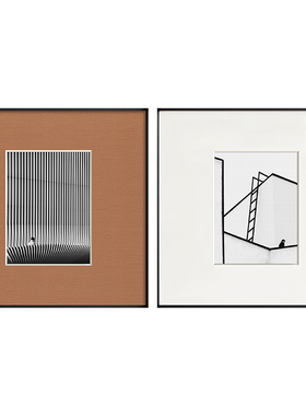 极速黑白简影现代简约橙色装饰画客厅沙发背景墙画极简风抽象线条