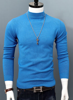 极速New Men Autumn Winter Korean Pure Half Turtleneck Pullov
