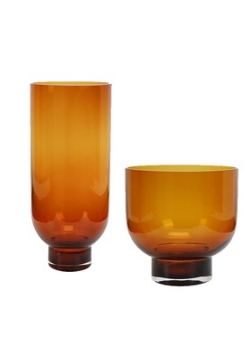 欧式轻奢现代简约灰色焦糖色玻璃花器花瓶摆件样板房售楼处饰品