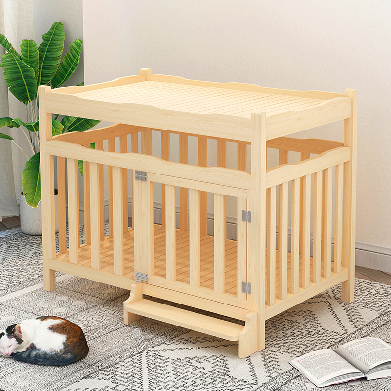 多省包邮宠物床实木狗床实木可拆洗中大型狗窝萨摩耶狗床宠物窝床