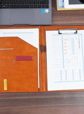 Fervens A4全真皮文件夹商务出差多功能资料夹签约讲销工作合同夹