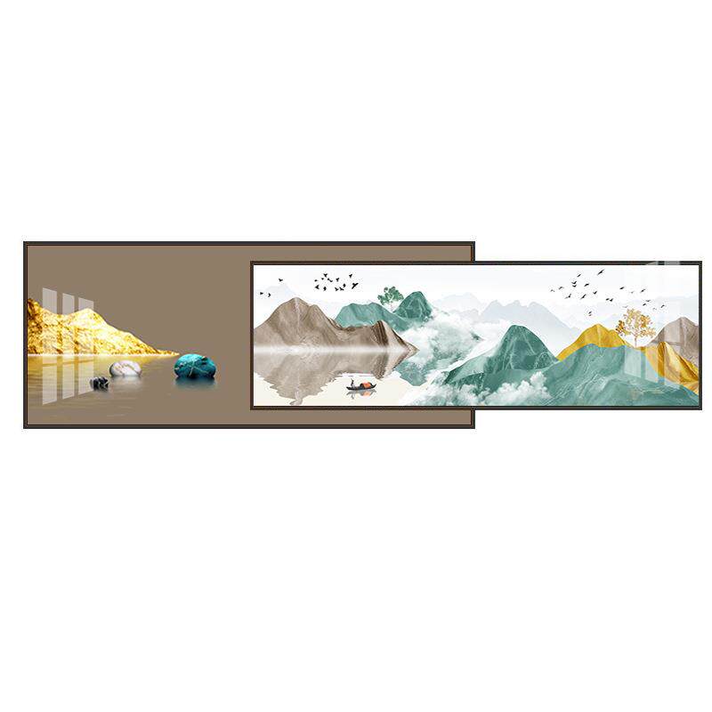 现代简约客厅装饰画轻奢山水叠加画沙发背景墙上挂画大气卧室壁画