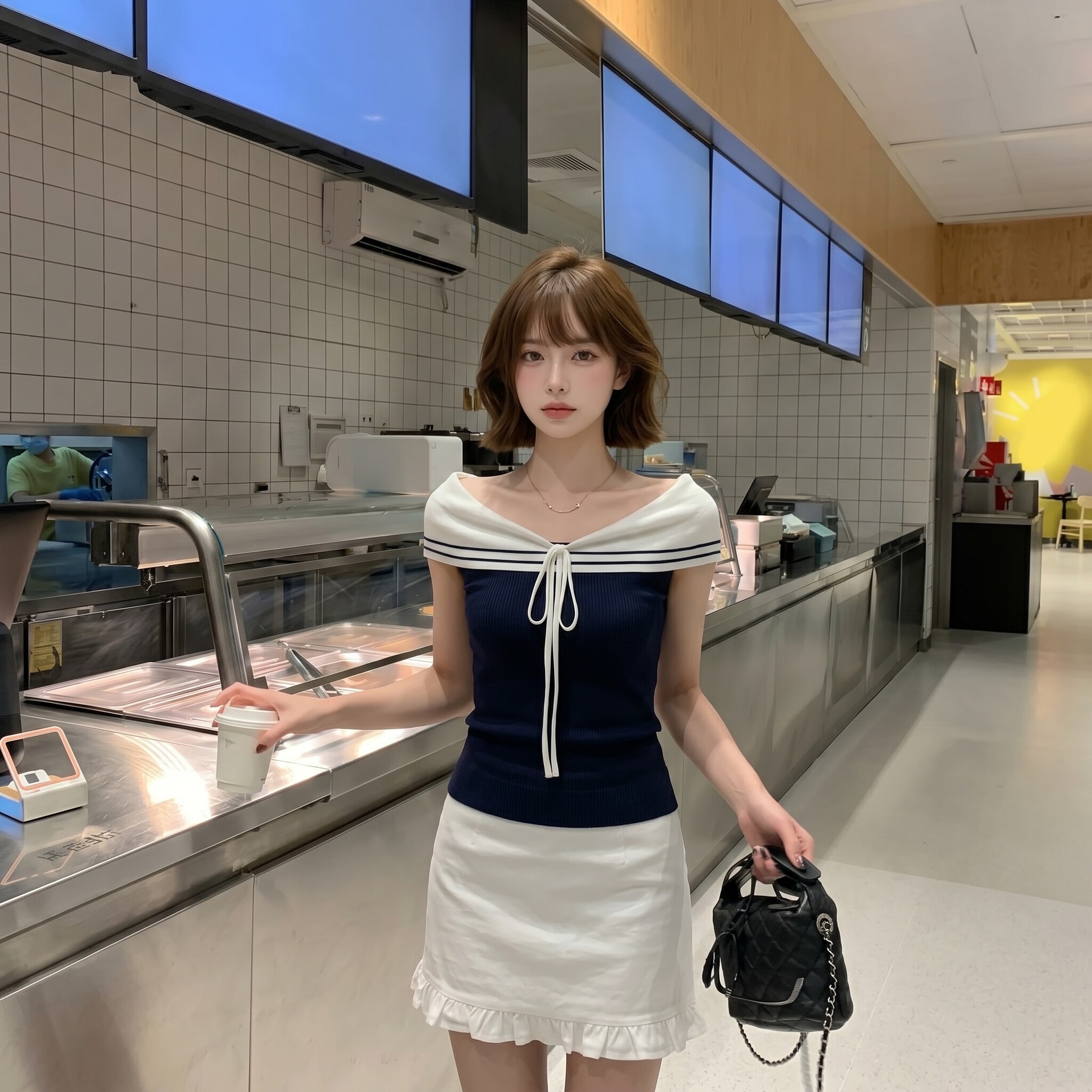 2026夏季新款女装海军风露肩修身甜美蝴蝶结上衣辣妹穿搭短袖T恤