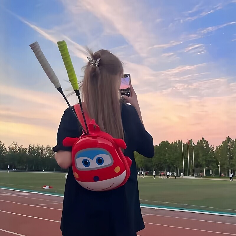 乐迪超级飞侠羽毛球包女款大学生双肩包运动便携收纳包大容量背包