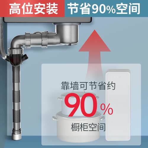 厨房水槽洗菜盆下水管配件洗碗池双槽侧排管道防臭防堵下水器套装