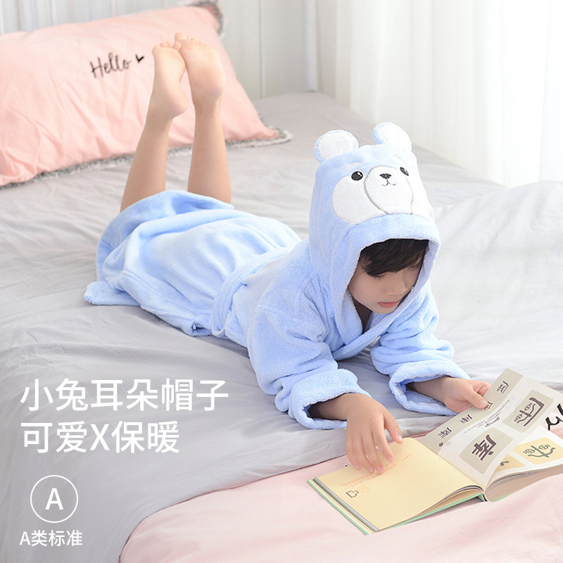 儿童浴袍女童A类纯棉冬吸水速乾连帽游泳斗篷可穿式浴巾毛巾男童