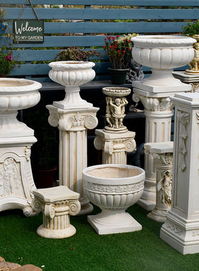 欧式花盆罗马柱摆件婚庆婚礼道具柱子底座复古花园庭院阳台装饰