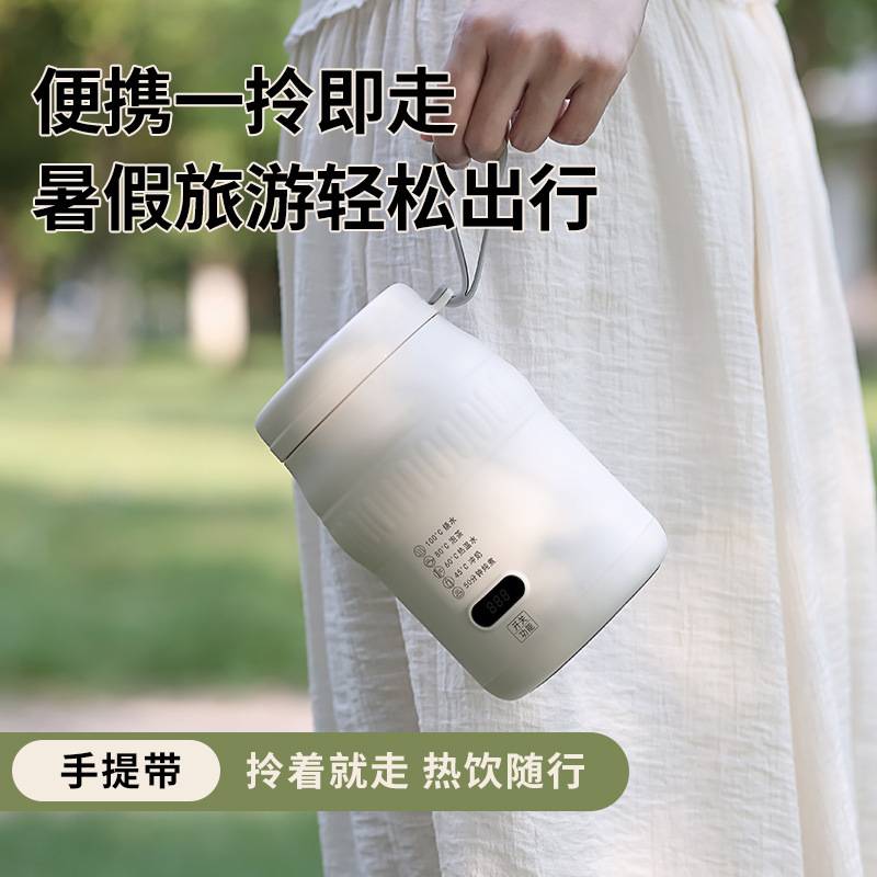 便携式旅行电热水杯办公室家用迷你水壶宿舍保温加热一体可调温