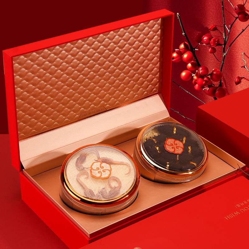 有福双拼礼盒花旗参红参石斛包装盒年货鹿茸西洋参通用滋补空盒子