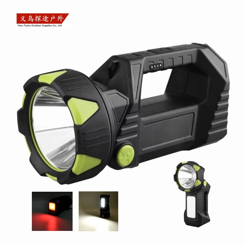 新款L2手提灯笼红光警示多功能充电便携手电筒强光户外远射探照灯